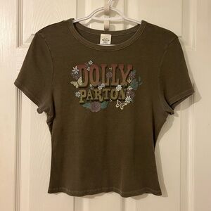 American Eagle Cropped Ribbed Graphic Baby Tee